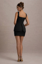 Maci | Black Tailored Square-Neck Mini Dress
